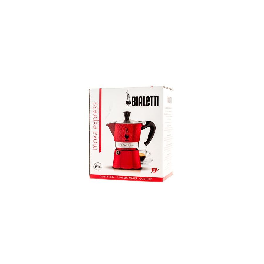 Bialetti Moka Express 3 moka lonec rdeča