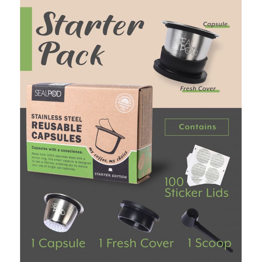 Kapsula Sealpod - za ponovno polnjenje, iz nerjavečega jekla