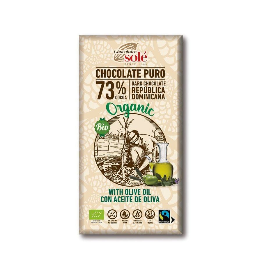 Chocolates Solé - 73% organiczna czekolada z oliwą z oliwek