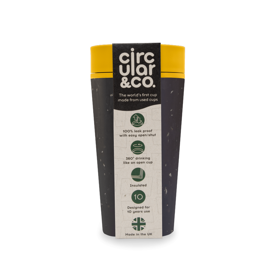 Okrogla skodelica (rCup) črna in gorčična 340ml