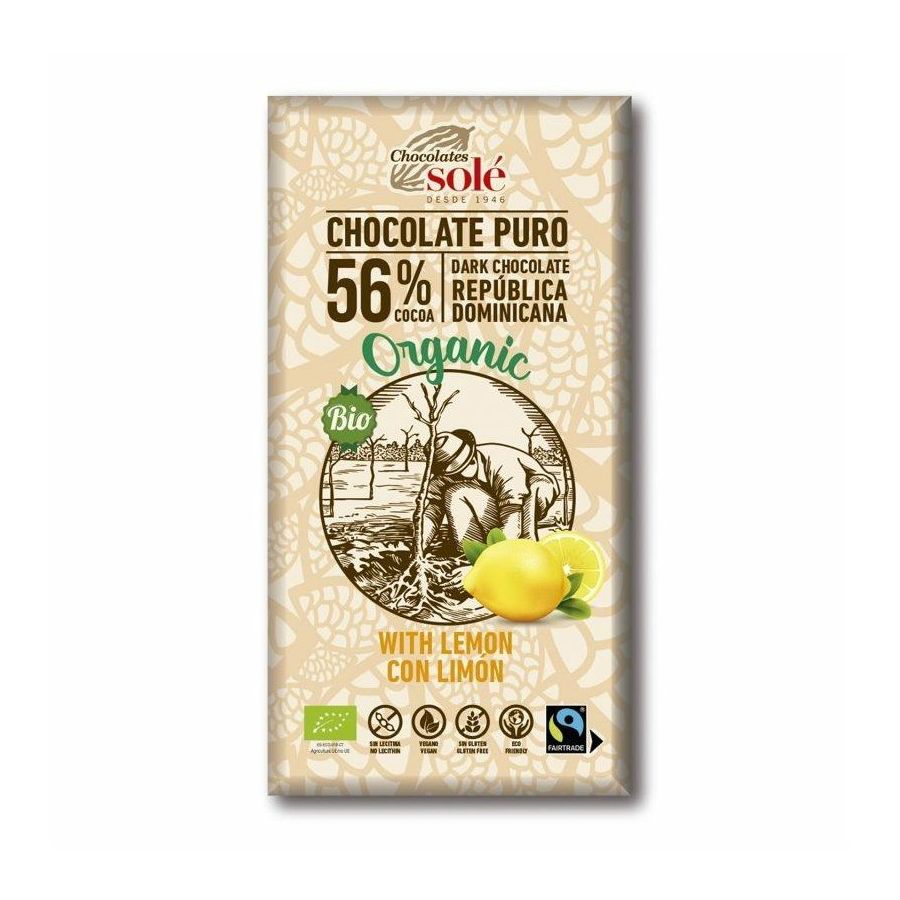Chocolates Solé - 56% organiczna czekolada z cytryną
