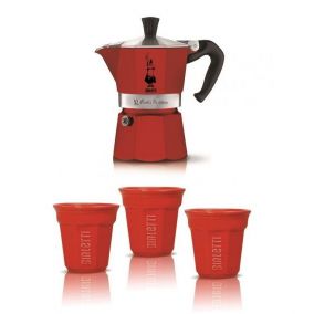 Zestaw upominkowy Bialetti moka express 3 porcje + 3 filiżanki, czerwony 2