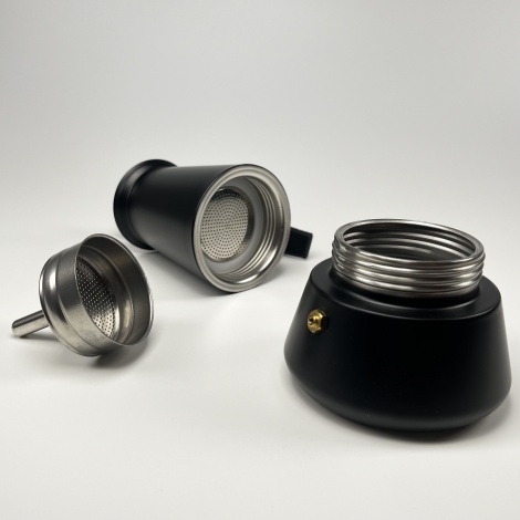 Kaffia Black 4 skodelice Moka lončka - črna