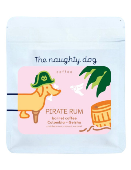Naughty dog PIRAT RUM sodček kave - gejša 200g