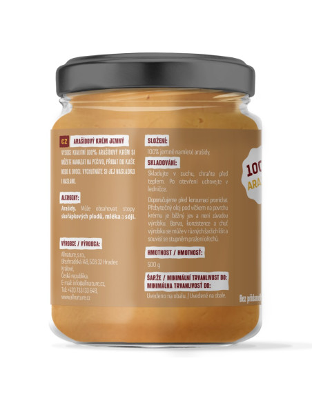 Allnature arašidovo maslo, gladko, 500 g