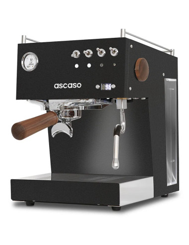 Aparat za espresso Ascaso Steel UNO PID, črn s lesnimi elementi