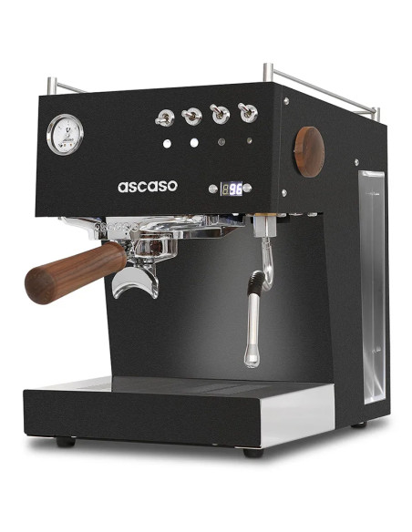 Aparat za espresso Ascaso Steel UNO PID, črn s lesnimi elementi