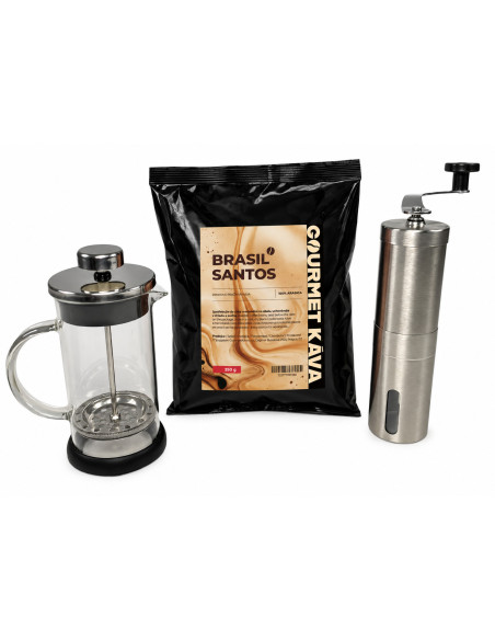 Francoski paket – mlinček, French press in kava
