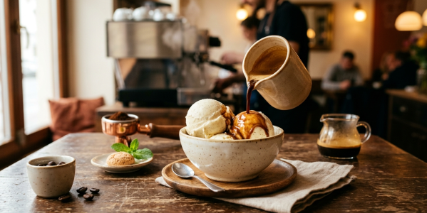Priprava kave affogato